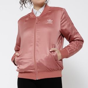 NWOT Adidas Originals Pink Satin Bomber Jacket